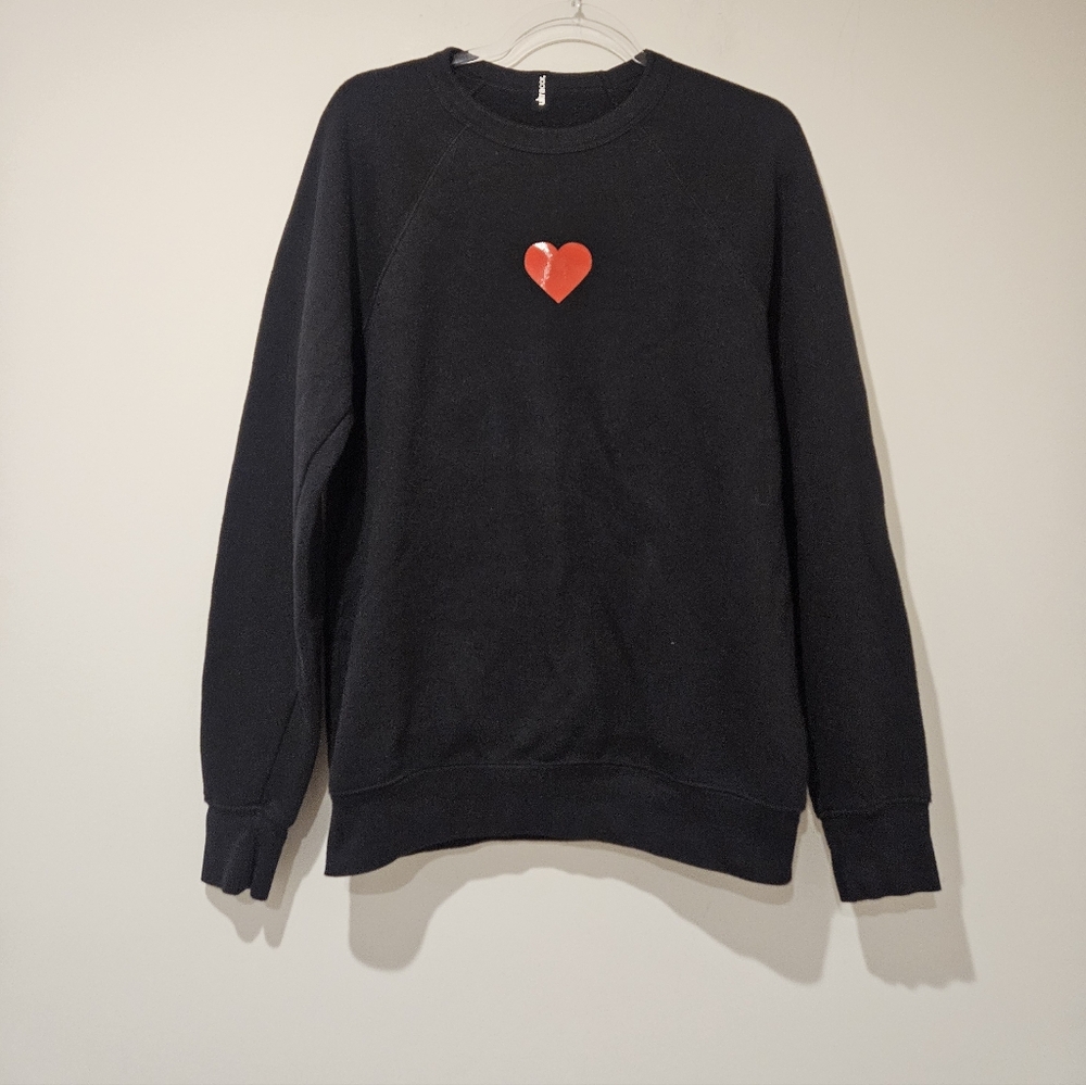 Ultracor Women's Black Sweatshirt With Red Heart, Size Medium